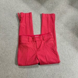 Anthropologie Women’s size 0 Essential Slim Pants Rouge Red Windowpane Pants